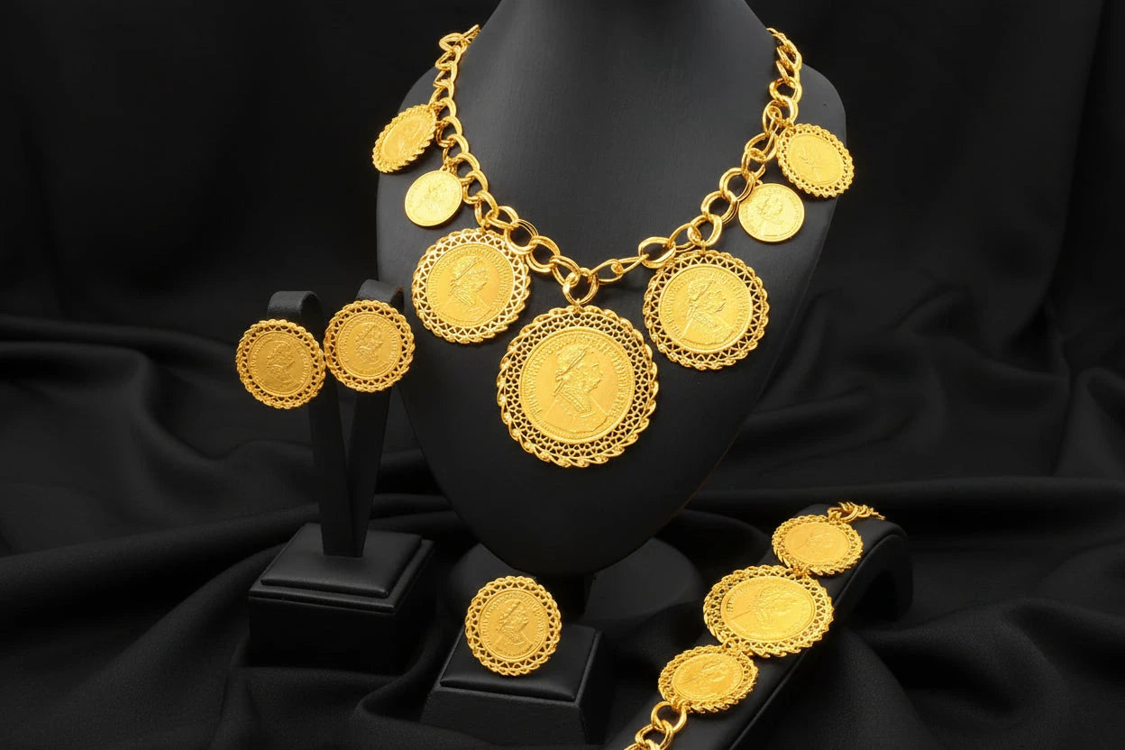 coin gold plated jewelry with elegant luxury design