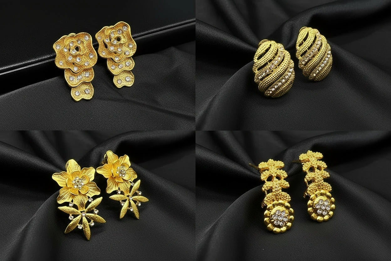 floral gold plated jewelry with elegant luxury design