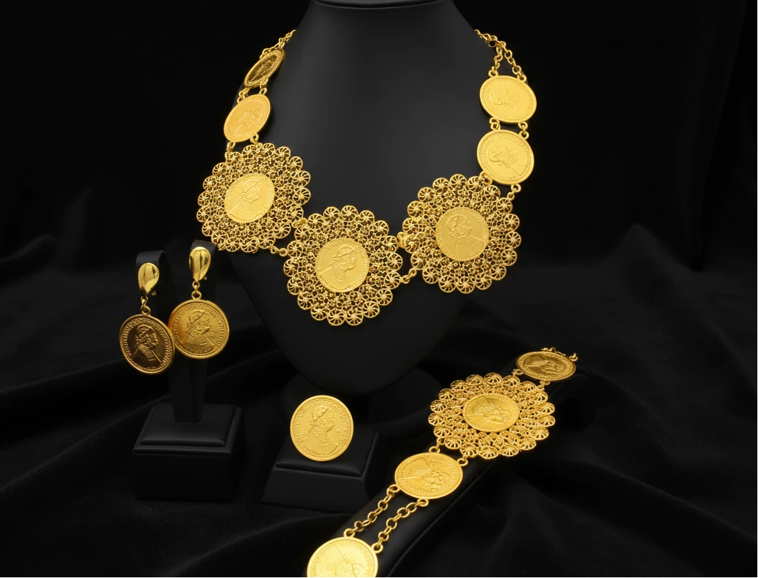 coin gold plated jewelry with elegant luxury design