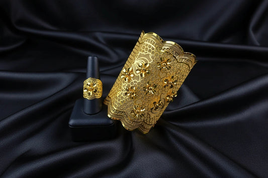 floral gold plated jewelry with elegant luxury design