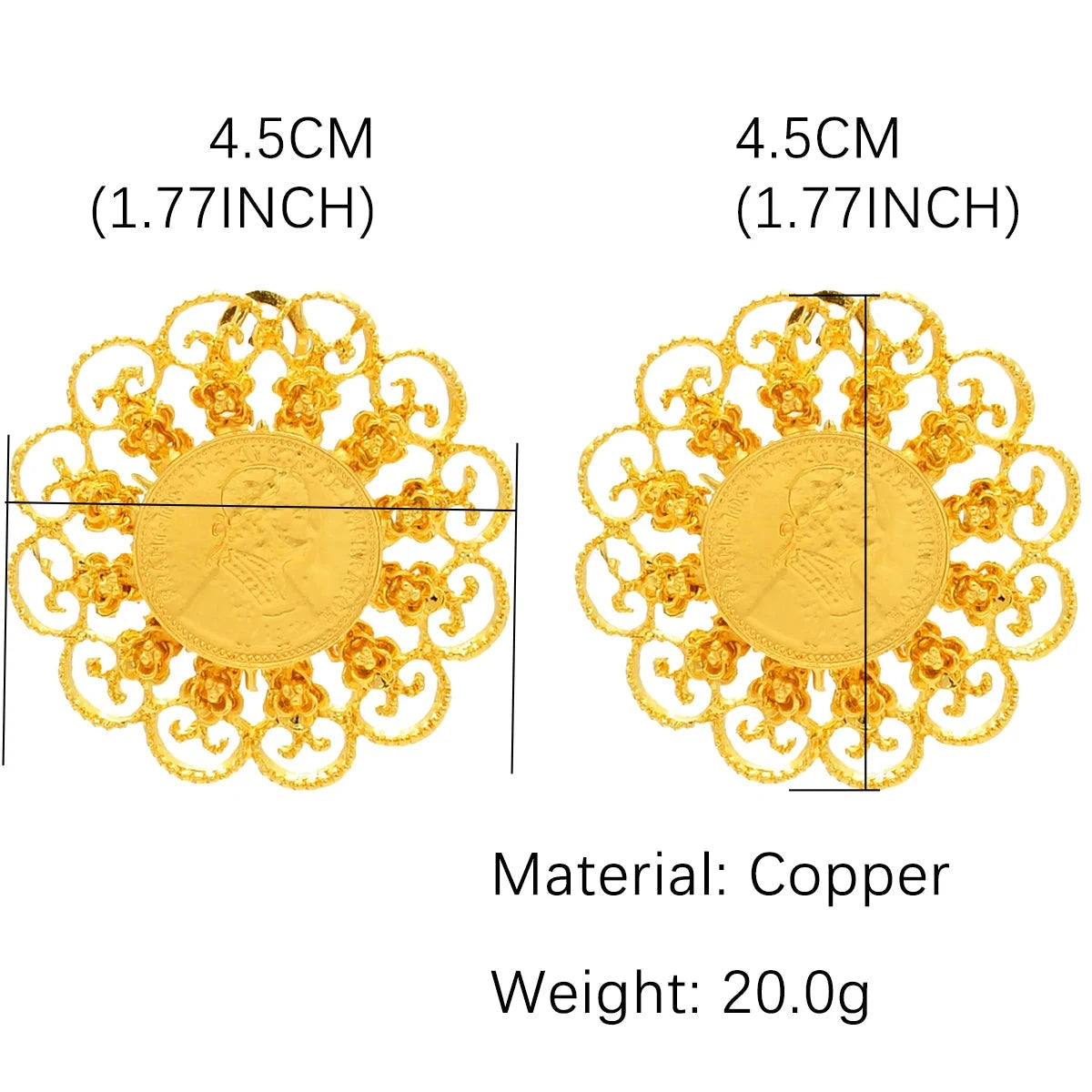 Charm Magnia Coin Lunara Small Gold-Plated Earring by Charm Jewelry