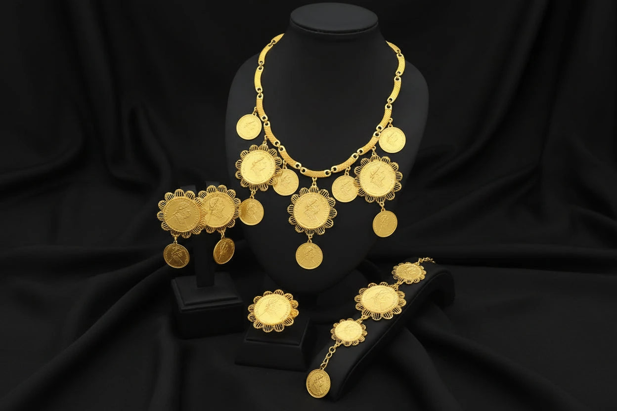 coin gold plated jewelry with elegant luxury design