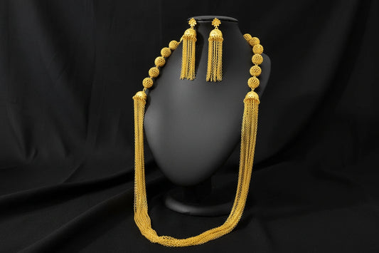 Tassel Gold Plated Multi Strand Necklace Set by Charm Jewelry
