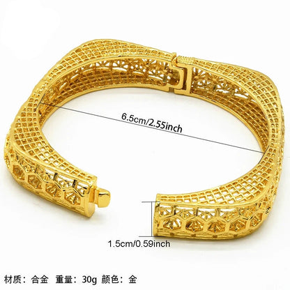 Intricate Geometric Filigree Gold-Plated Bracelet by Charm Jewelry