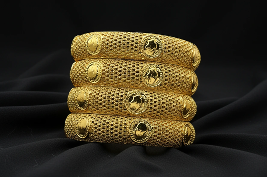 Magnia Coin Charm Medallion Detailing Gold-Plated Bracelet by Charm Jewelry