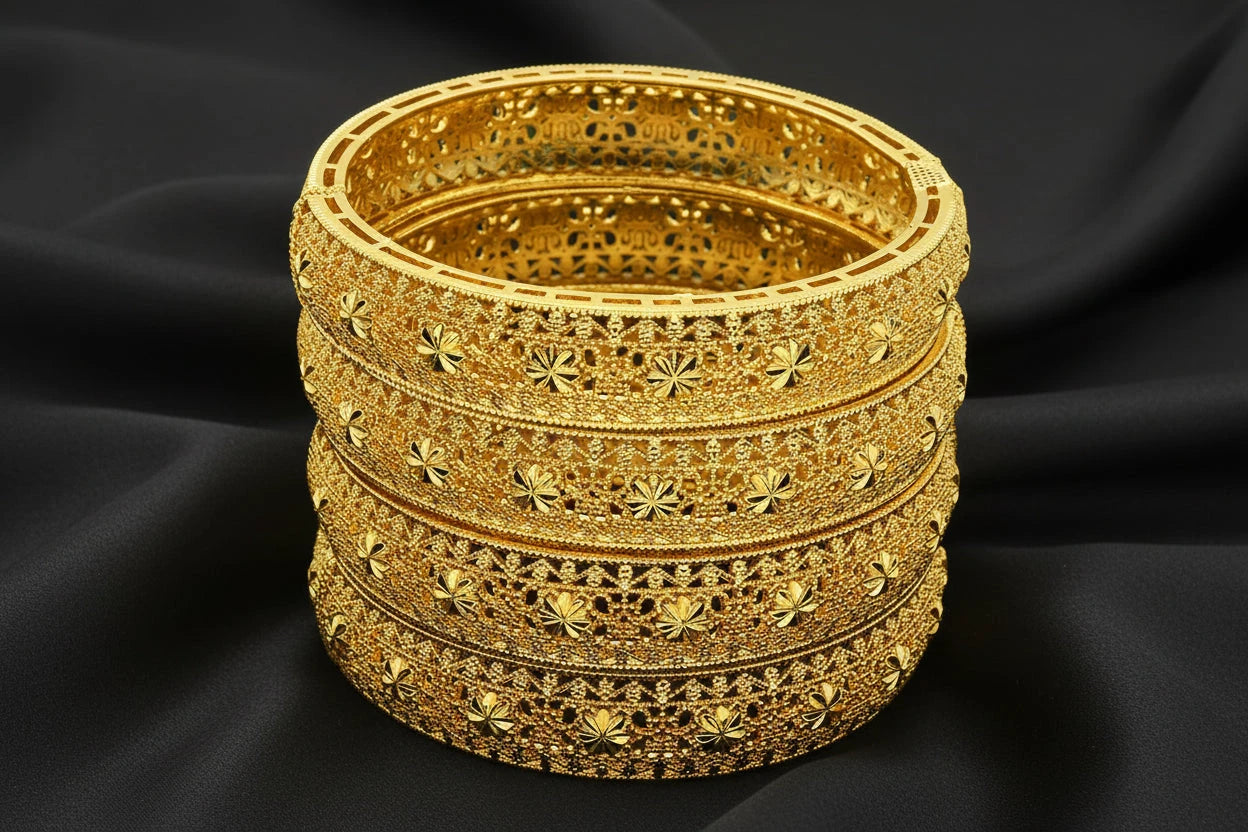 floral gold plated jewelry with elegant luxury design